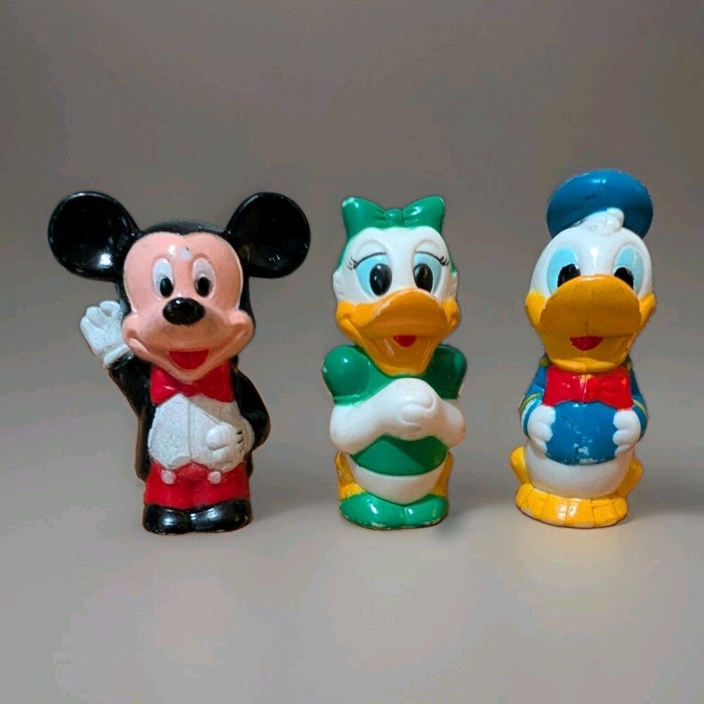 Vintage Disney Finger Puppets Lot Mickey Mouse Donald Daisy Duck Arco 2"